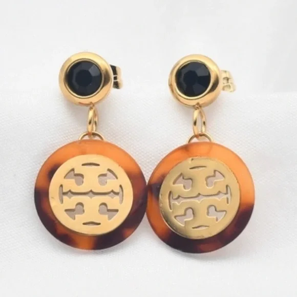 Tory Burch Black and Gold Tortoise Earrings NWT - Picture 7 of 10